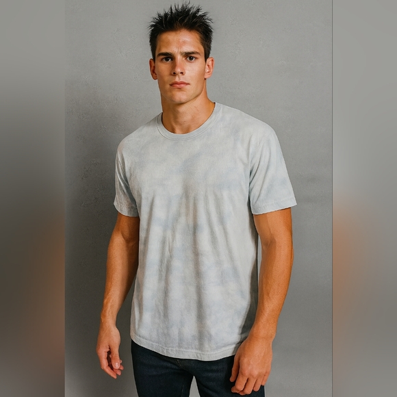 Abercrombie & Fitch Large Soft Tee Blue Gray Tie Dye Short Sleeve Casual T Shirt - Picture 1 of 6